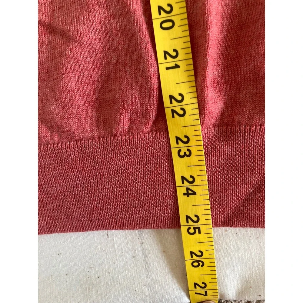 Raffi  Mens Extra Fine Merino Wool V-Neck Sweater Coral Pink Large